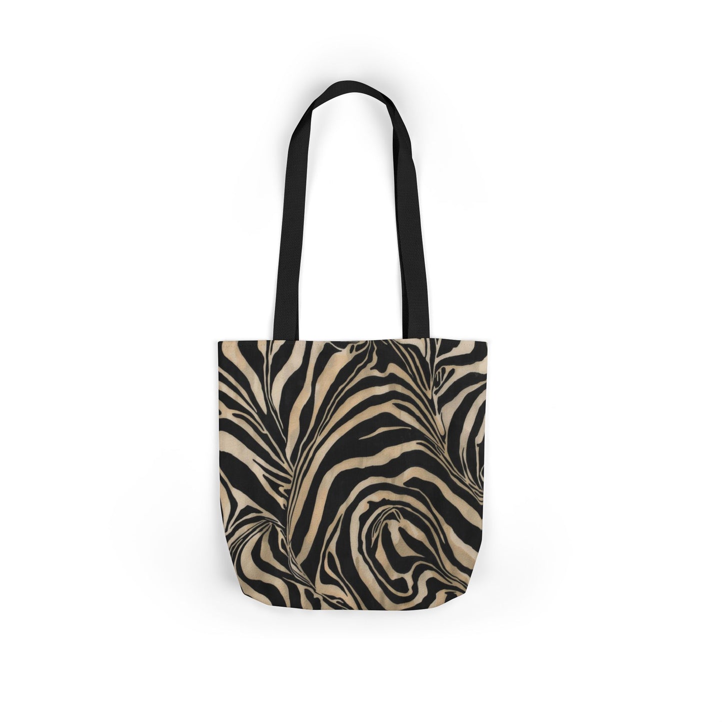 Zebra Swirl Canvas Tote Bag — Neutral Animal Print Shoulder Tote