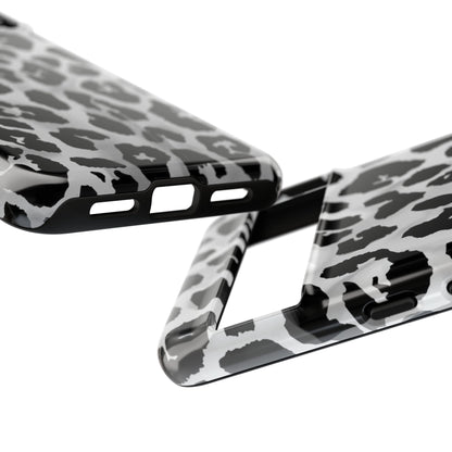 Leopard Print Tough Phone Case – Black & White Animal Pattern Protective Cover