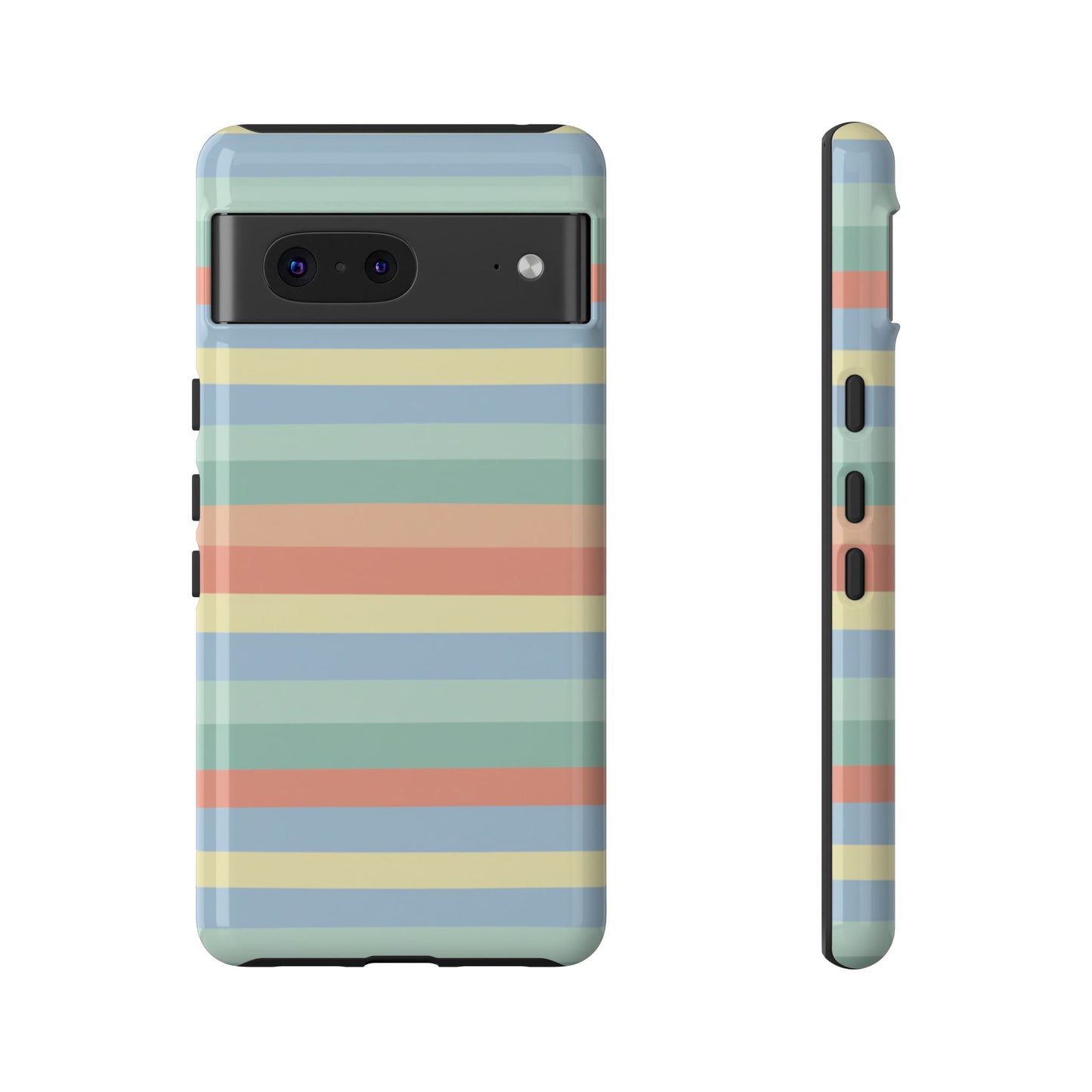 Pastel Striped Phone Case — Retro Horizontal Multi-Color Tough Case
