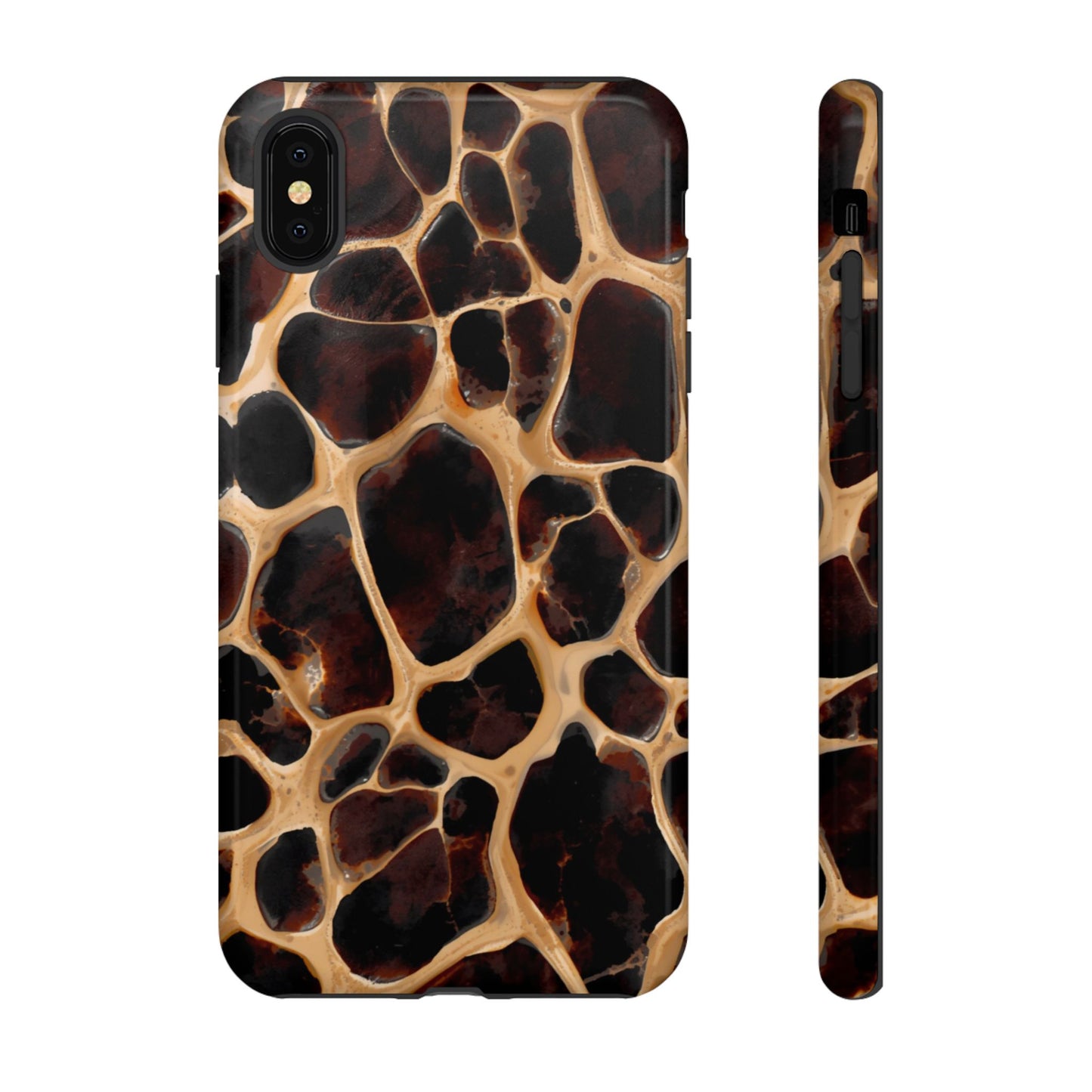 Phone Case — Brown Leather Dot Texture Rugged Protective Cover
