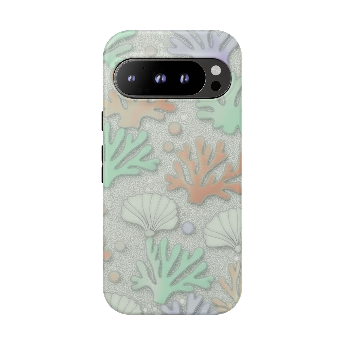 Pastel Coral Reef Tough Phone Case – Sea Shell & Coral Pattern Durable Protector
