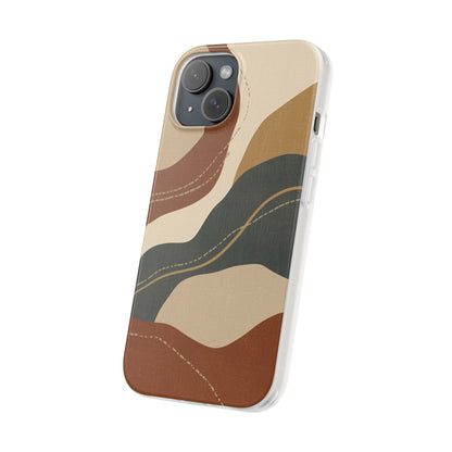 Abstract Earth Tone Phone Case — Boho Wavy Flexi Case