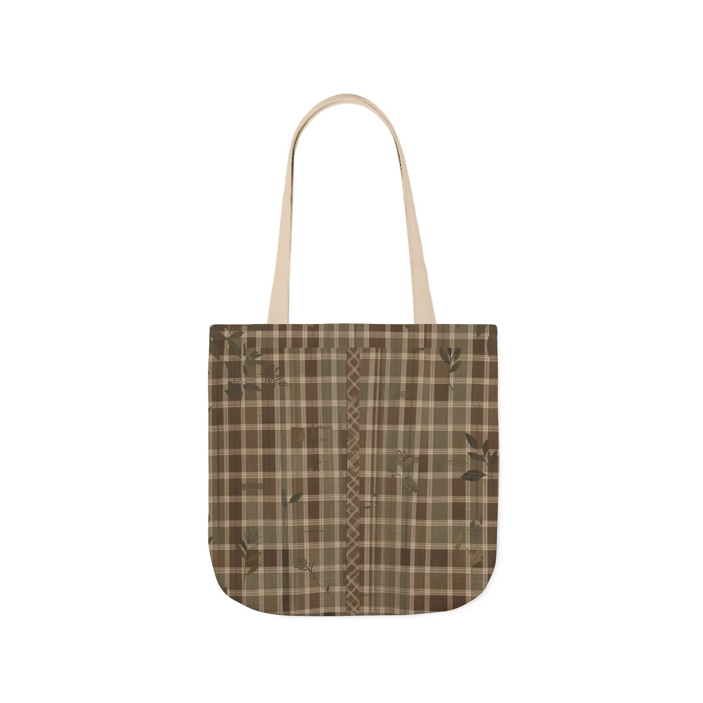 Plaid Canvas Tote Bag — Brown Rustic Checkered Market Bag