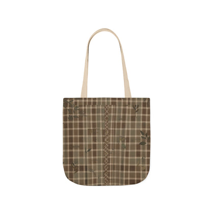 Plaid Canvas Tote Bag — Brown Rustic Checkered Market Bag