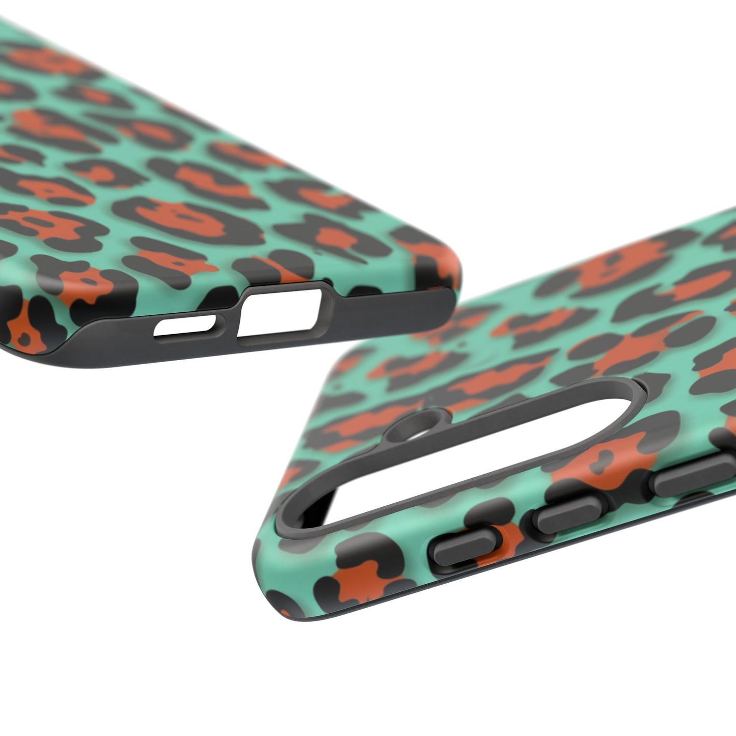 Teal & Rust Leopard Phone Case — Tough Protective Animal Print
