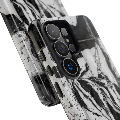 Monochrome Tile Floral Tough Phone Case
