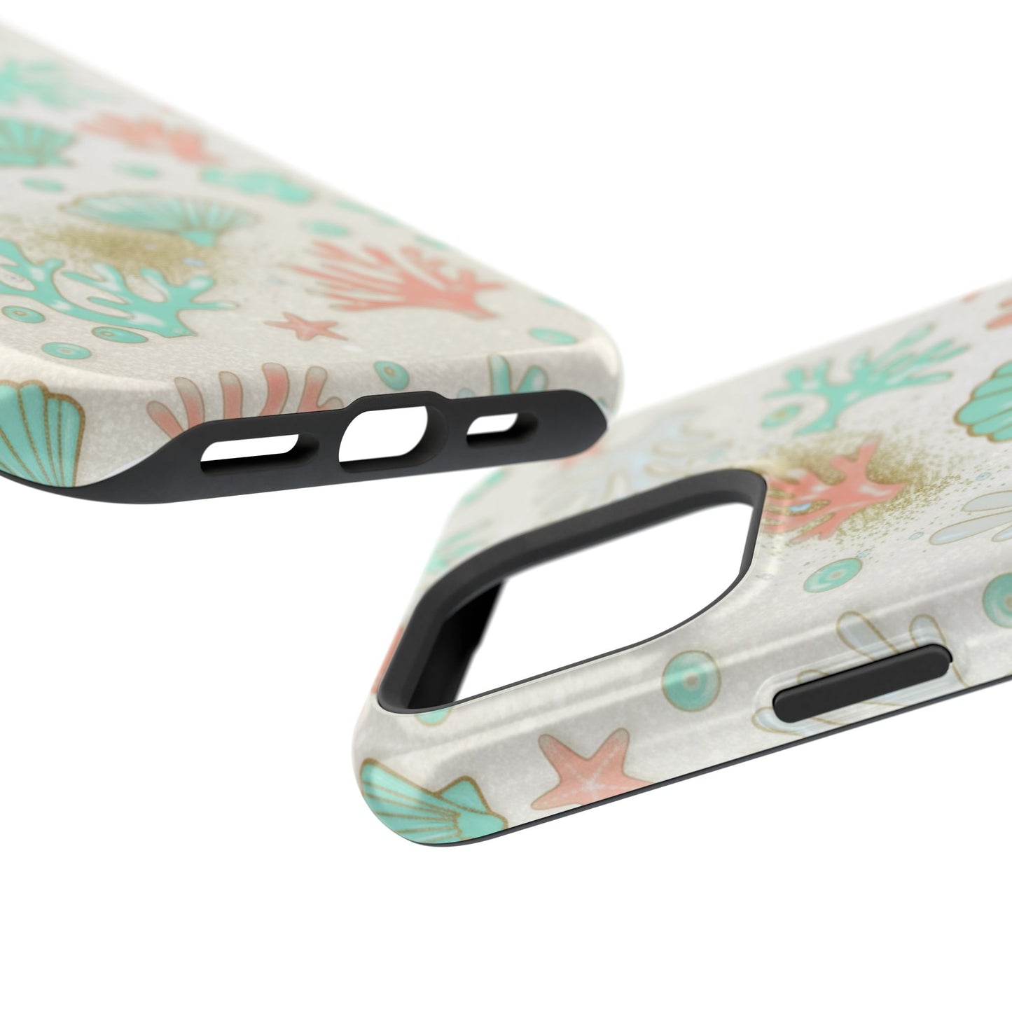 Sea Shells Magnetic Impact Phone Case — Pastel Coral & Teal Beach Design