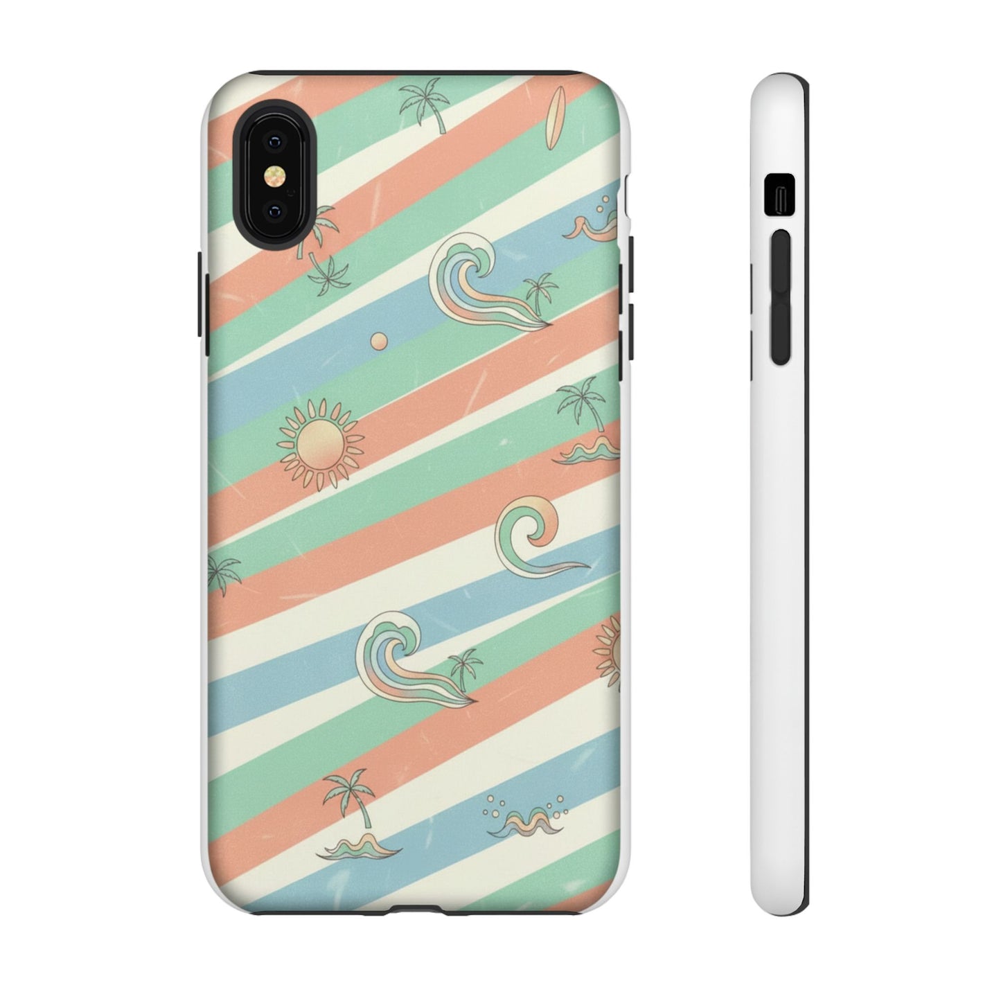 Surf Stripe Tough Phone Case — Retro Beach Waves Pattern