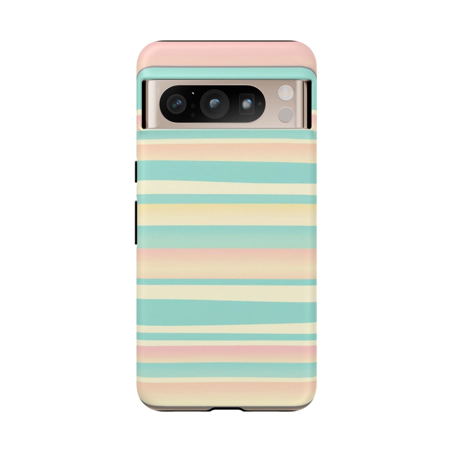 Pastel Striped Tough Phone Case — Mint, Peach & Cream Protective Cover