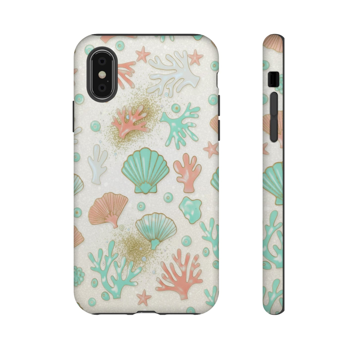 Seashell Coral Phone Case — Pastel Beach Shells Protective Tough Case