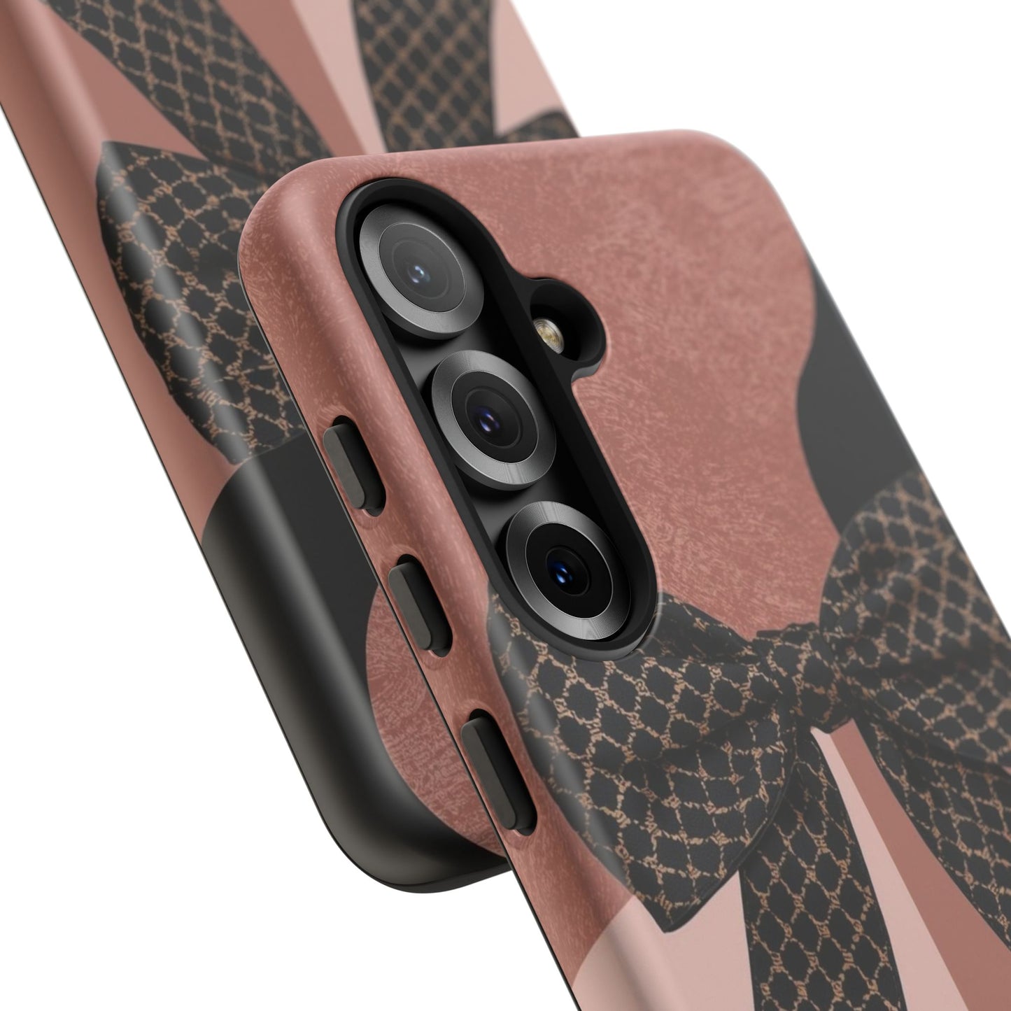 Bow Stripe Tough Phone Case – Pink Mauve Protective Cover