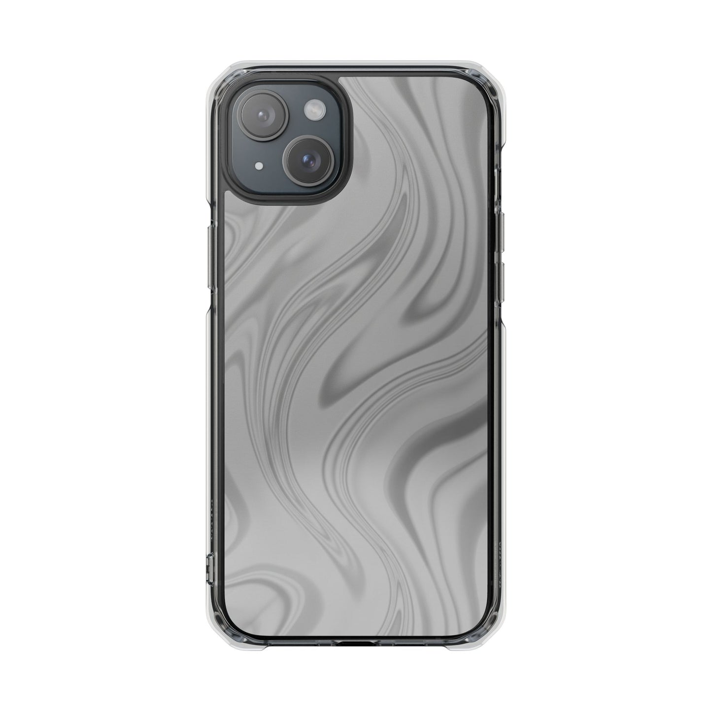 Clear Magnetic Impact Phone Case — Gray Marble Swirl