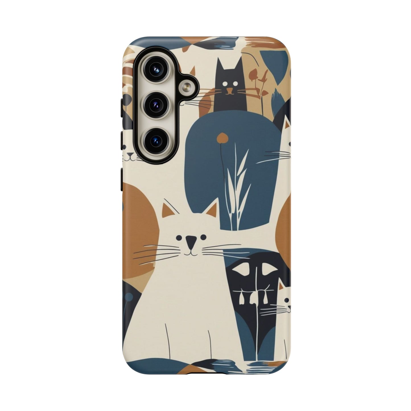 Cat Pattern Phone Case – Retro Abstract Cats Protective iPhone Cover