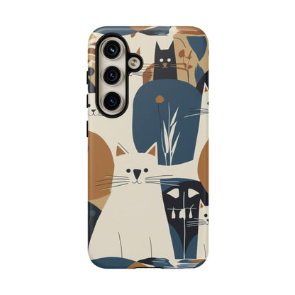Cat Pattern Phone Case – Retro Abstract Cats Protective iPhone Cover