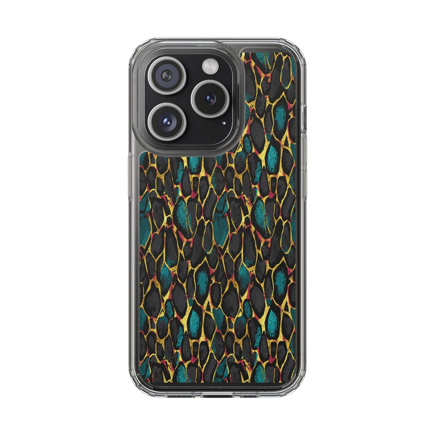 Teal Gold Leopard Clear Phone Case