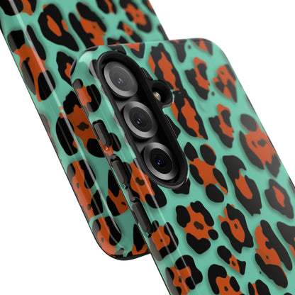 Teal & Rust Leopard Phone Case — Tough Protective Animal Print