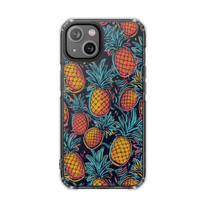 Pineapple Clear Magnetic Impact Phone Case — Tropical Pattern, Protective Clear Cover