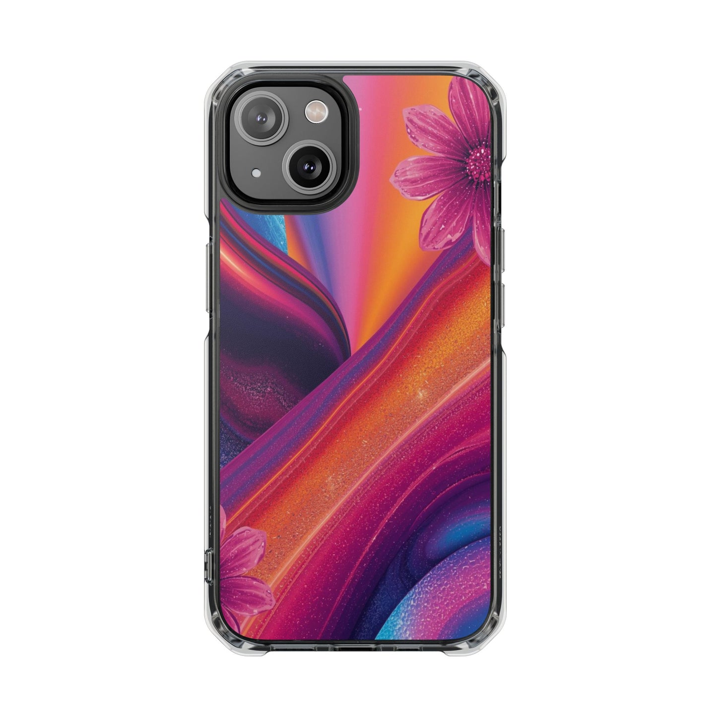 Clear Magnetic Impact Phone Case — Colorful Floral Design