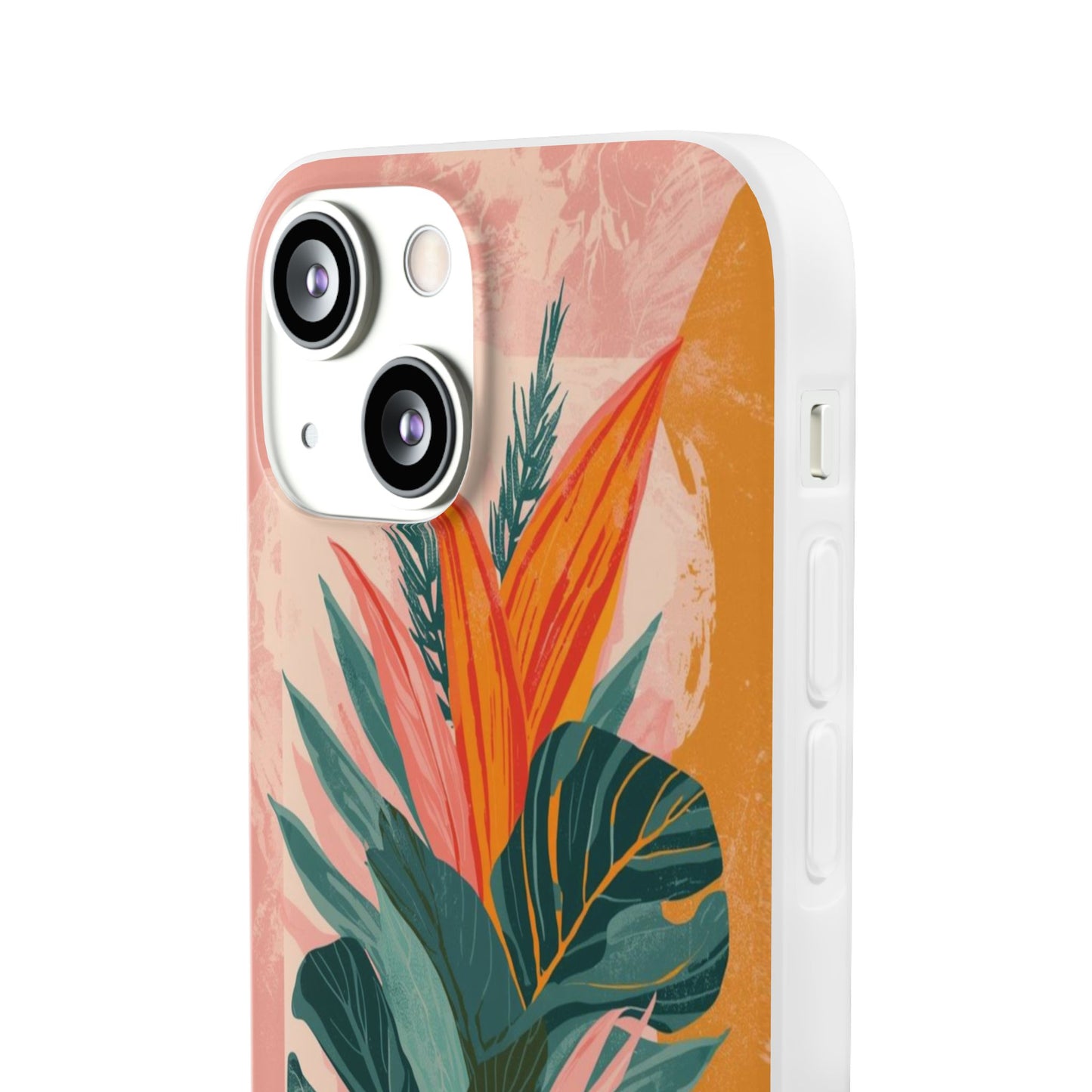 Tropical Botanical Phone Case — Pink & Orange Floral Flexi Case