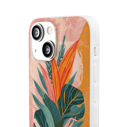 Tropical Botanical Phone Case — Pink & Orange Floral Flexi Case