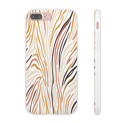 Marbled Neutral Stripe Phone Case — Abstract Beige & Terracotta Flexi Case