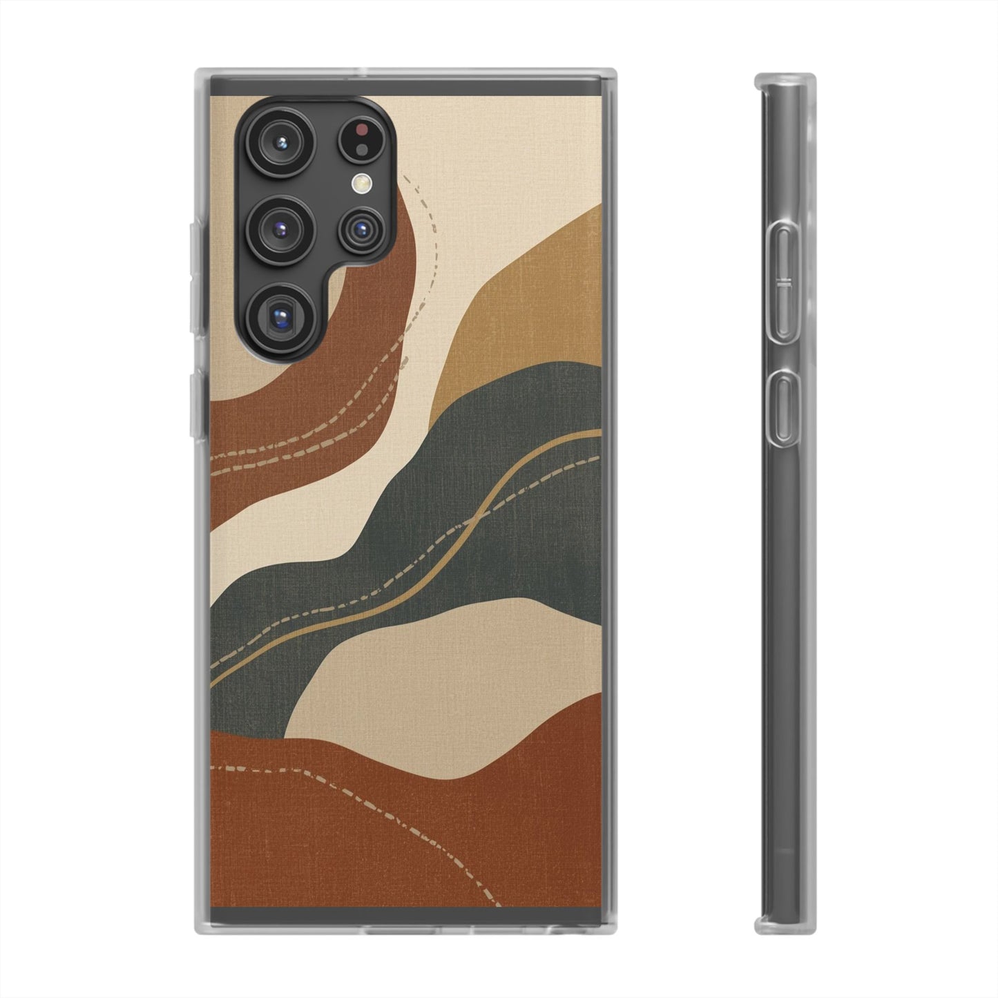 Abstract Earth Tone Phone Case — Boho Wavy Flexi Case