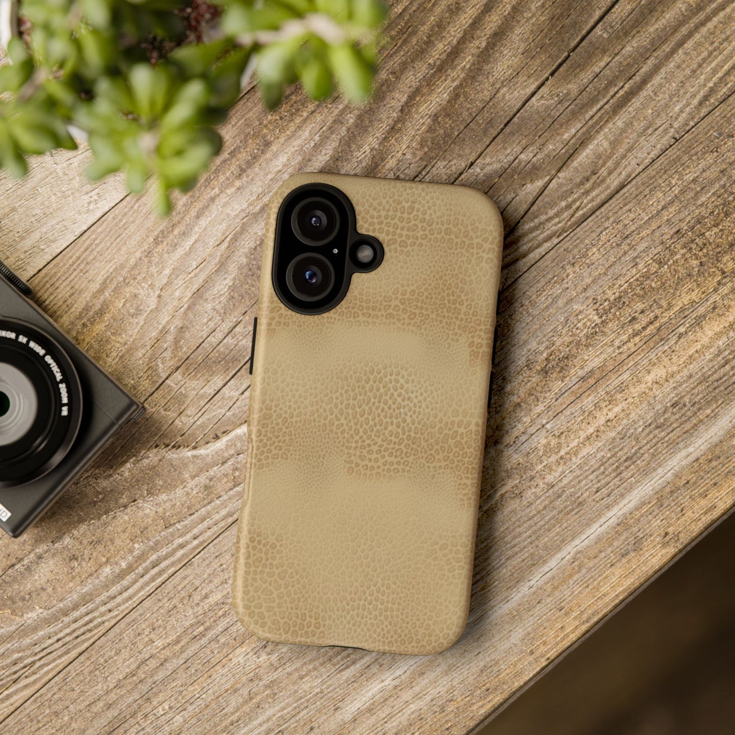 Tan Distressed Leather Texture Phone Case — Rugged Protective iPhone Cover