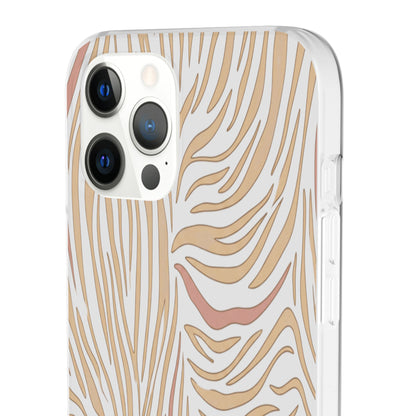 Neutral Zebra Print Flexi Case — Beige & Rose Gold Animal Pattern Phone Cover