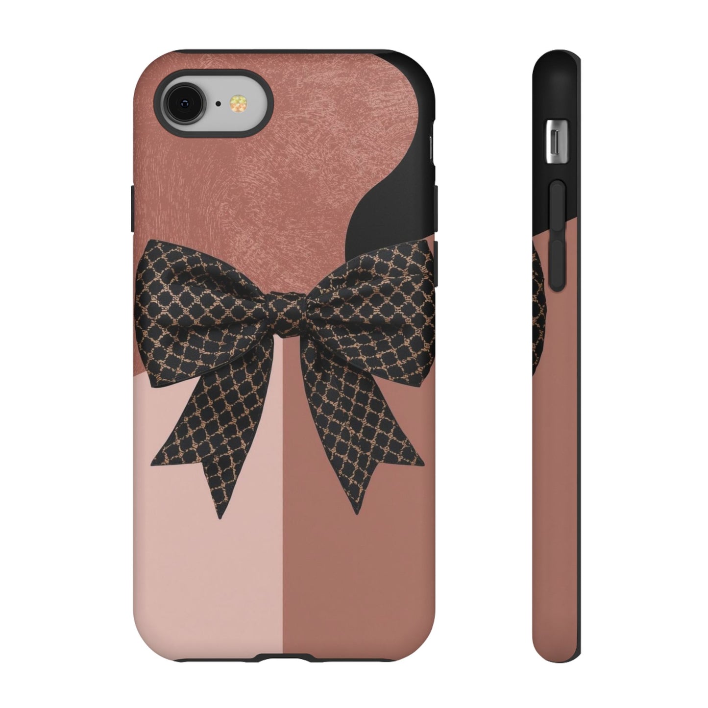 Bow Stripe Tough Phone Case – Pink Mauve Protective Cover
