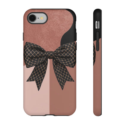 Bow Stripe Tough Phone Case – Pink Mauve Protective Cover