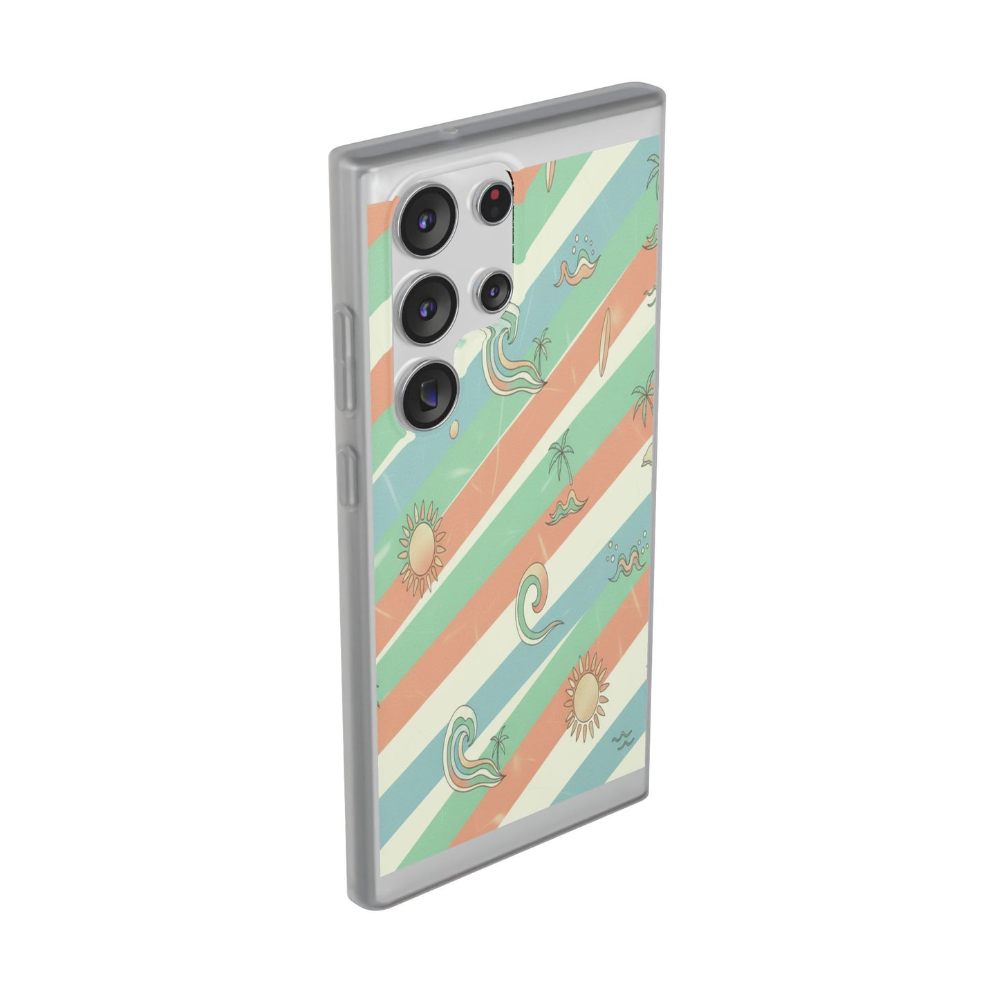 Beach Vibes Phone Case — Retro Pastel Surf & Palm Protective Flexi Case