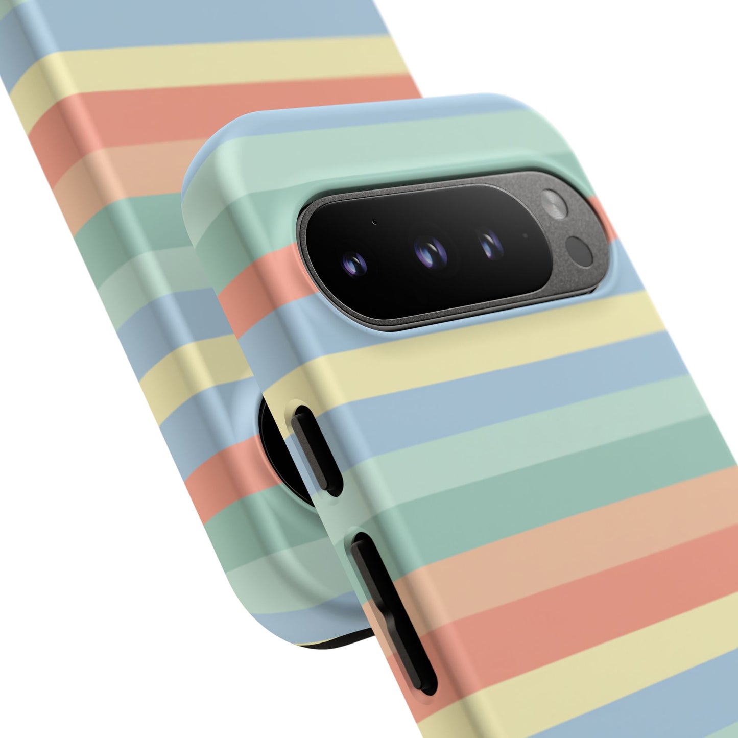 Pastel Striped Phone Case — Retro Horizontal Multi-Color Tough Case