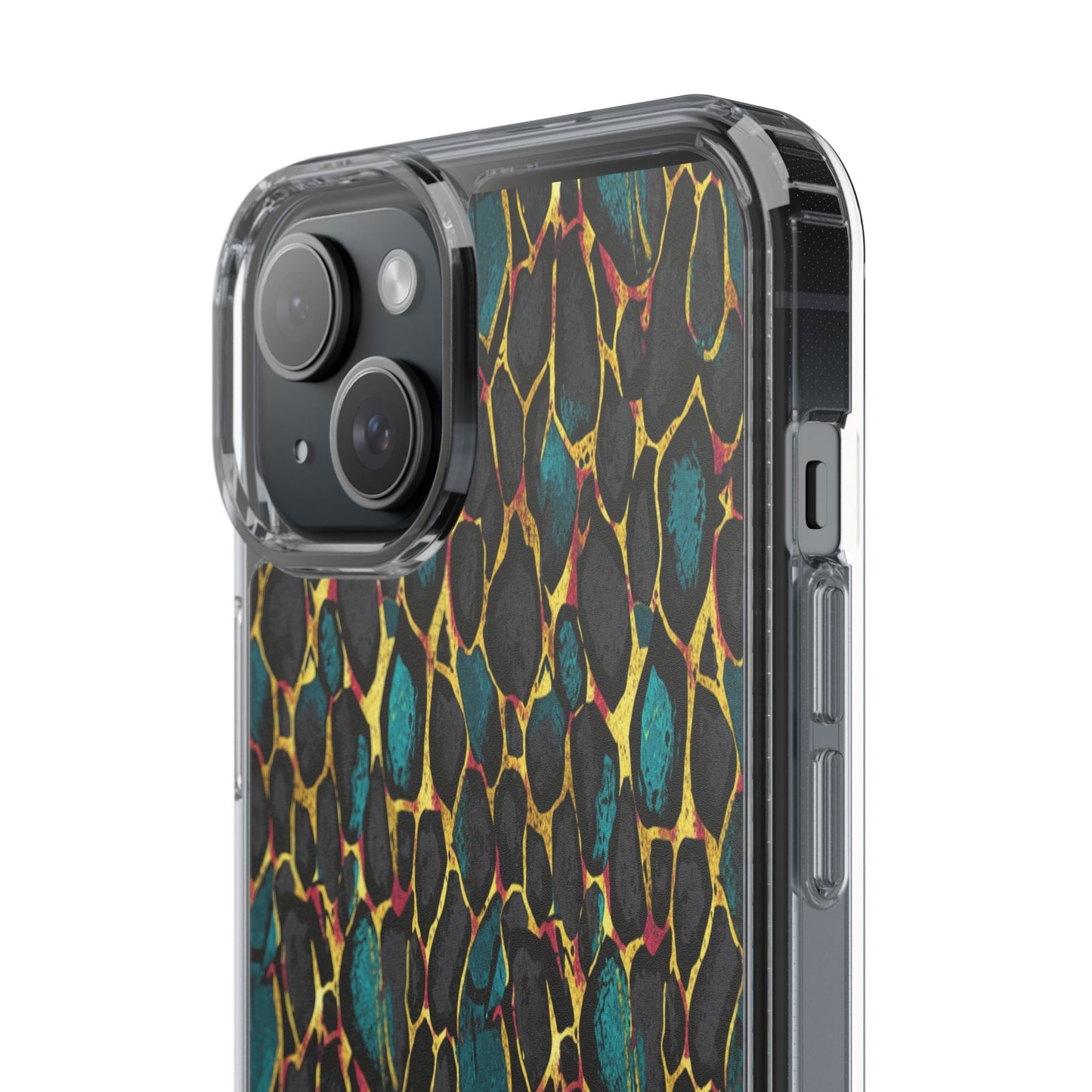Teal Gold Leopard Clear Phone Case