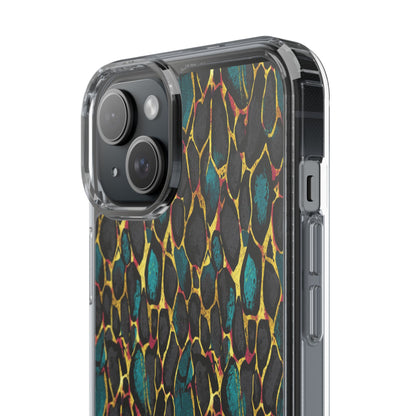 Teal Gold Leopard Clear Phone Case