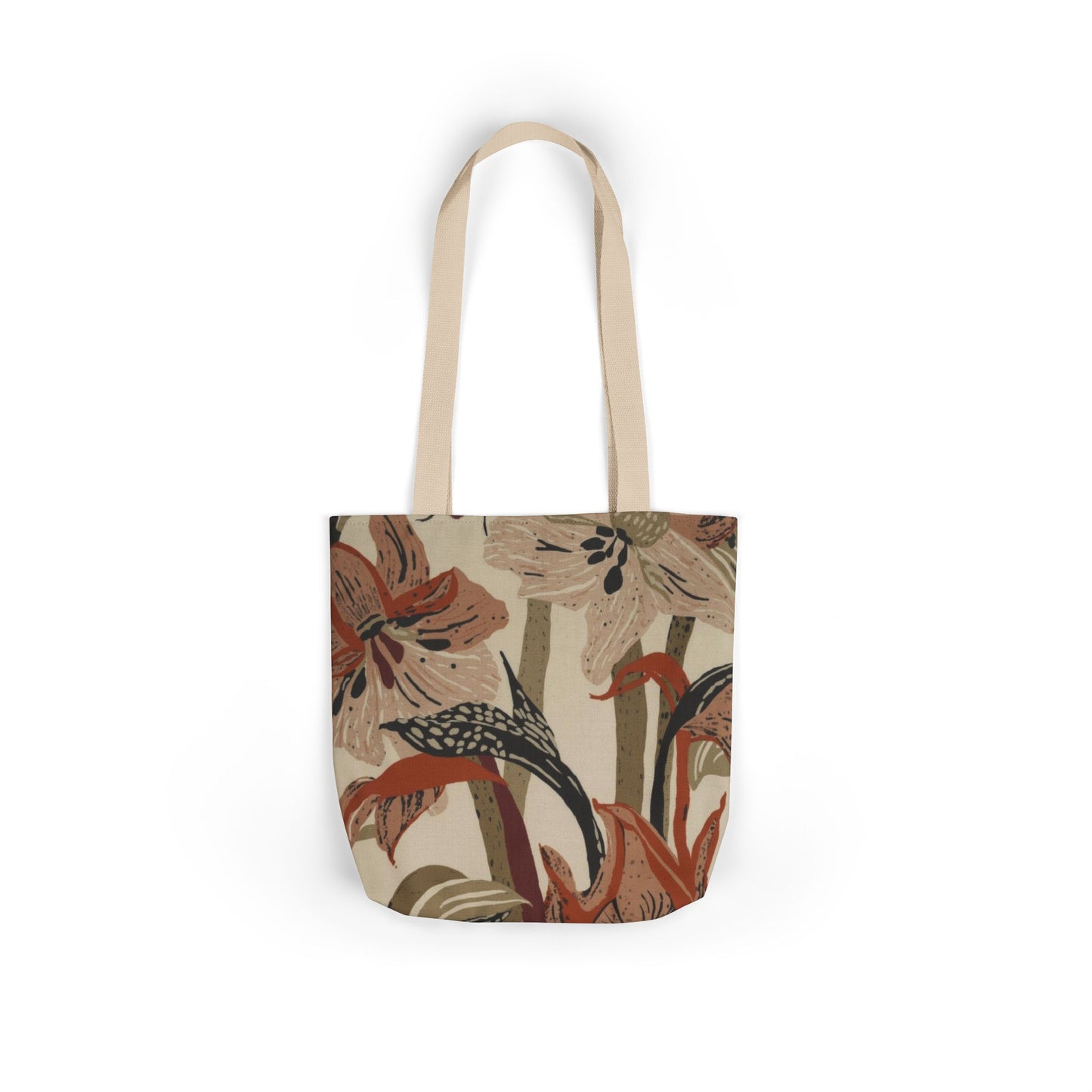 Vintage Floral Canvas Tote Bag — Earthy Botanical Print