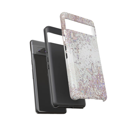 Butterfly Glitter Tough Phone Case — Floral Sparkle Protective Case