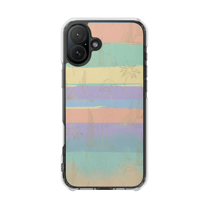 Pastel Stripe Clear Magnetic Impact Phone Case — Retro Beach Vibes
