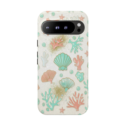 Seashell Coral Phone Case — Pastel Beach Shells Protective Tough Case