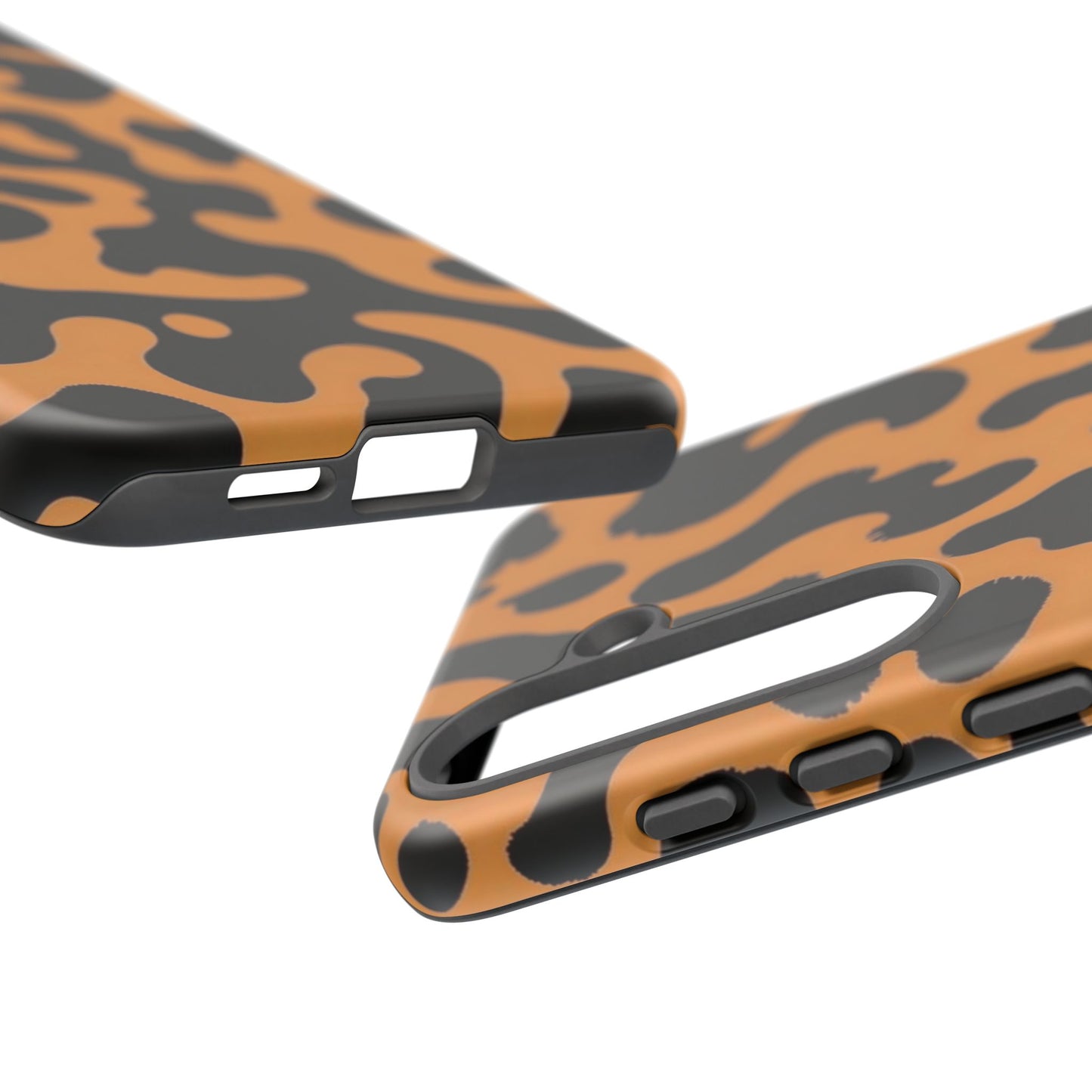 Leopard Print Phone Case — Orange & Black Tough Pattern Protective Cover