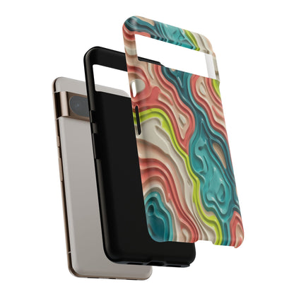 Abstract Contour Phone Case — Colorful Topographic Pattern Tough Case