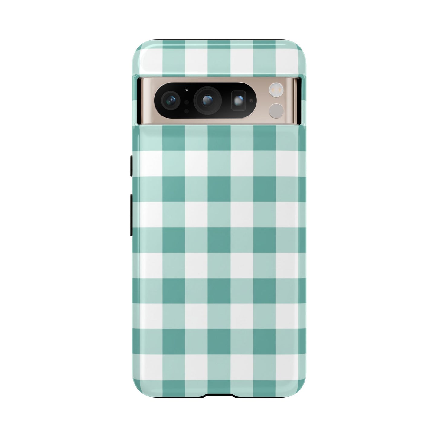 Mint Green Buffalo Check Tough Phone Case — Durable Plaid Protective Cover