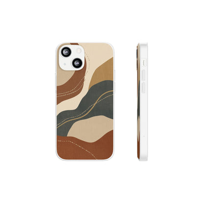 Abstract Earth Tone Phone Case — Boho Wavy Flexi Case