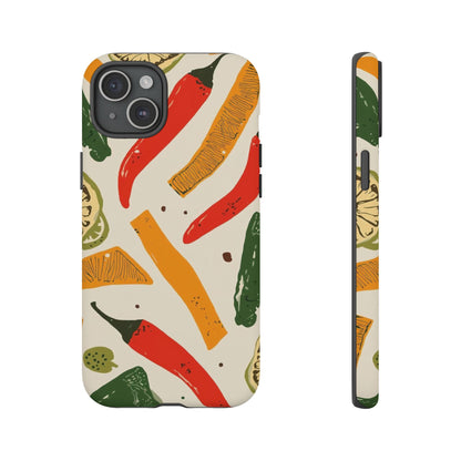 Spicy Peppers Phone Case – Colorful Chili, Lime & Citrus Pattern