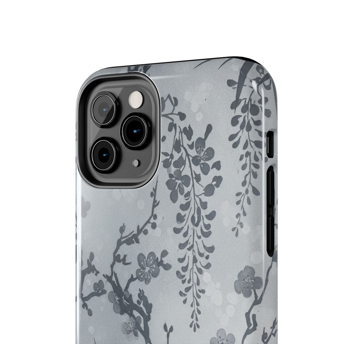 Tough Phone Case — Gray Cherry Blossom Ink Floral Design