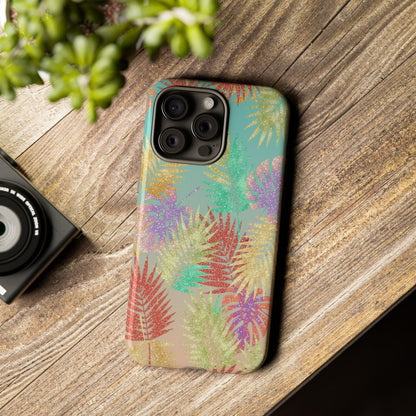 Tropical Palm Leaf Tough Phone Case – Colorful Pastel Botanical Protection