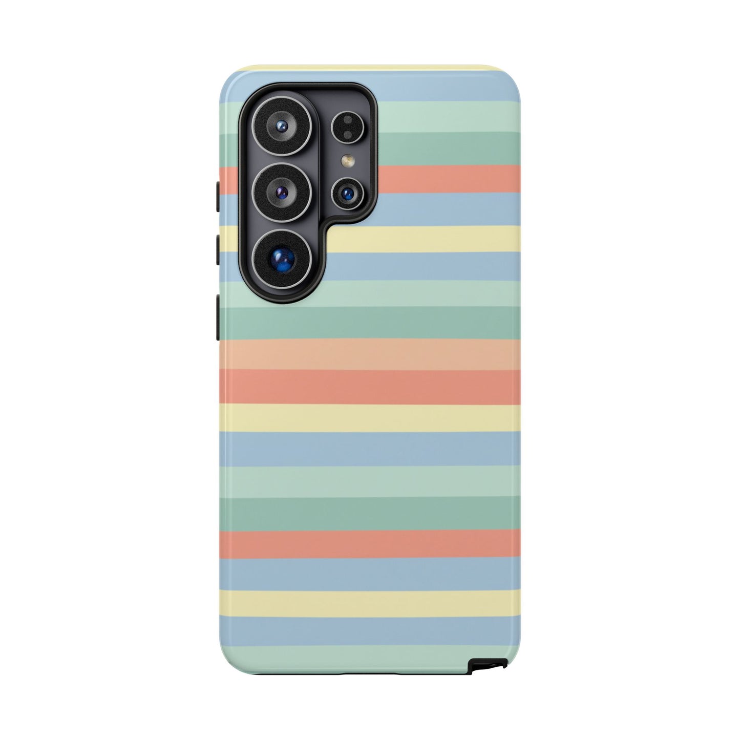 Pastel Striped Phone Case — Retro Horizontal Multi-Color Tough Case