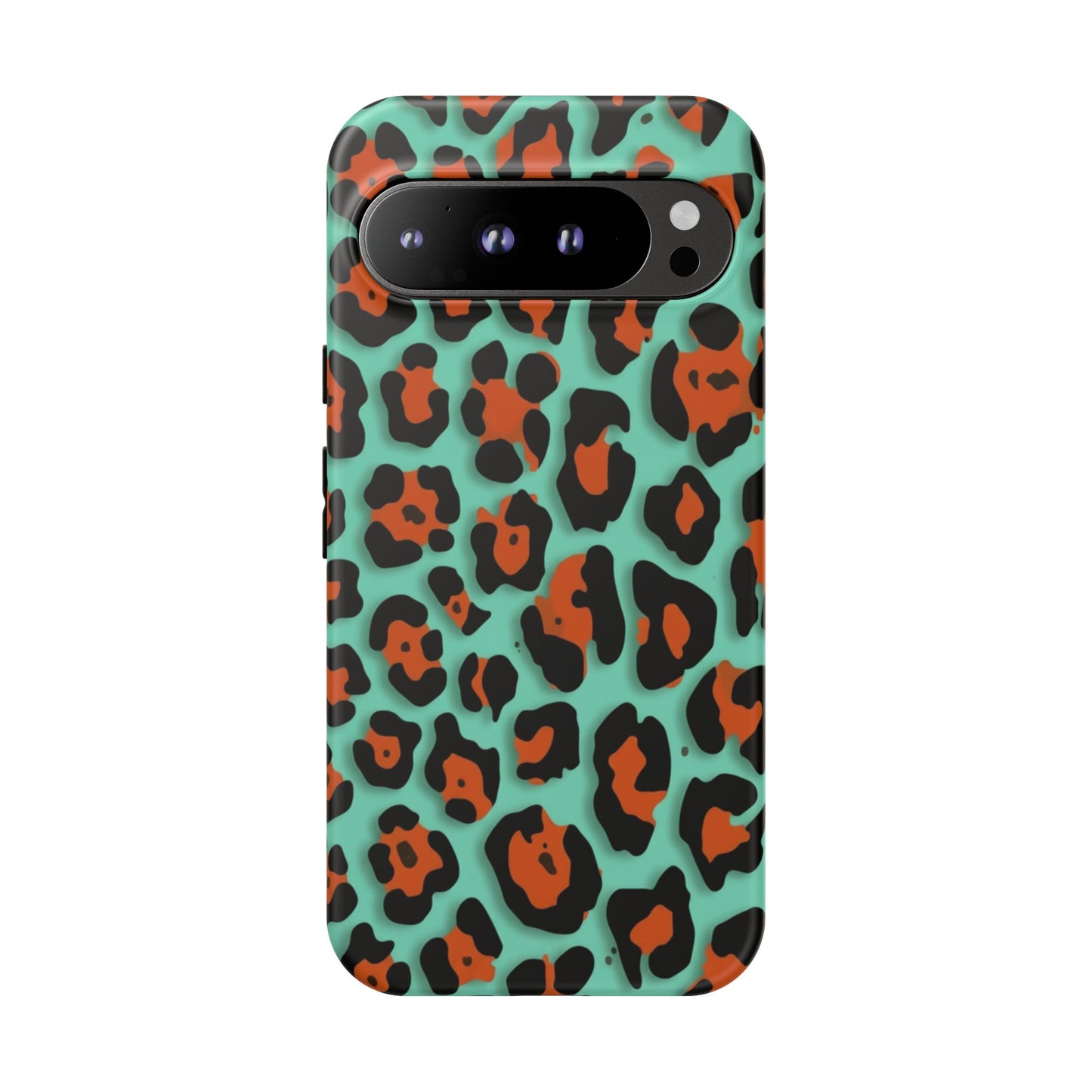 Teal & Rust Leopard Phone Case — Tough Protective Animal Print
