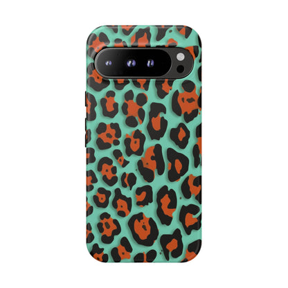 Teal & Rust Leopard Phone Case — Tough Protective Animal Print