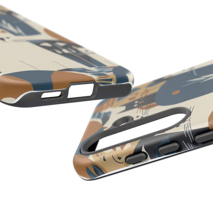 Cat Pattern Phone Case – Retro Abstract Cats Protective iPhone Cover