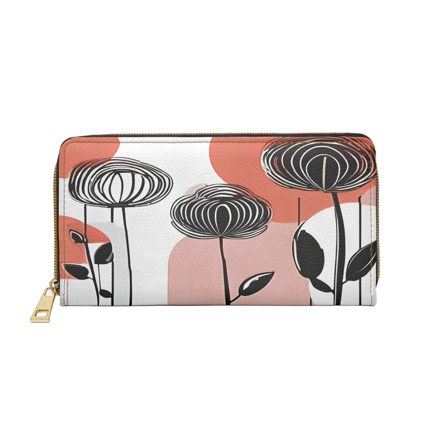 Women's Abstract Coastal Floral Wallet – Pink Neutrals for Everyday Chic